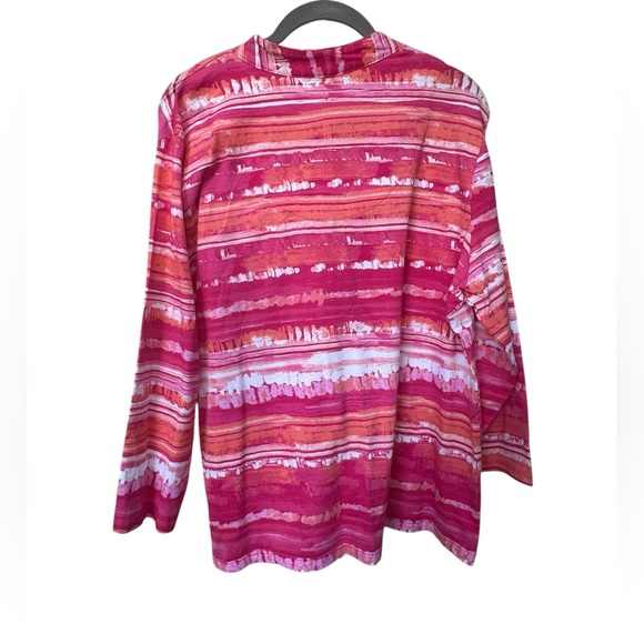 Ruby Road Pink and Orange Striped V-Neck Top size XL - Picture 5 of 5